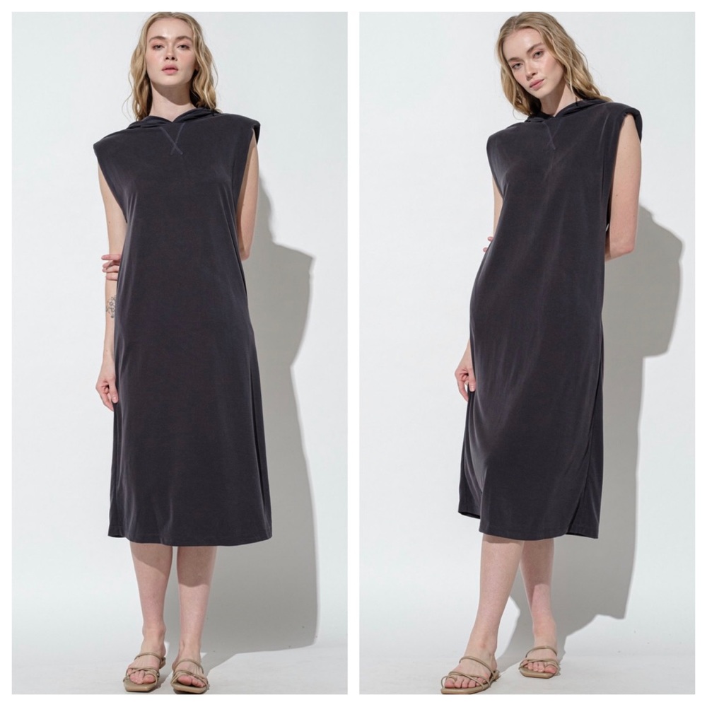 Boho Sleeveless Hoodie Long Dress